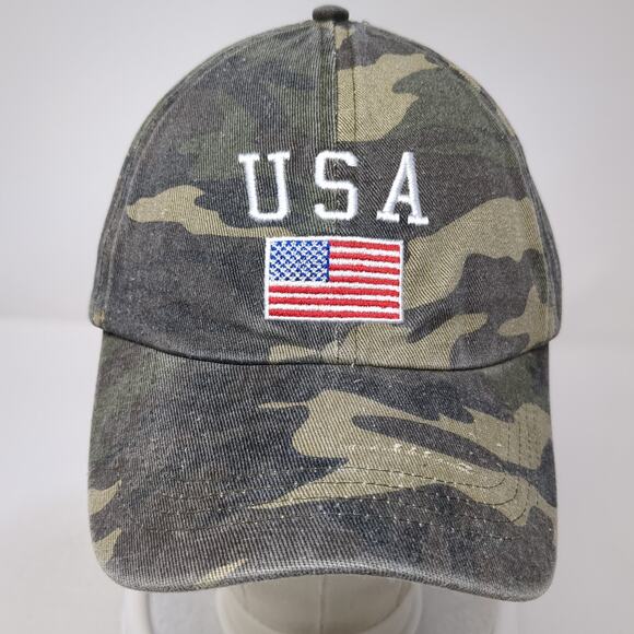 USA Flag Slideback Baseball Cap Multi One Size Adjustable Camo David And Young - Picture 2 of 9